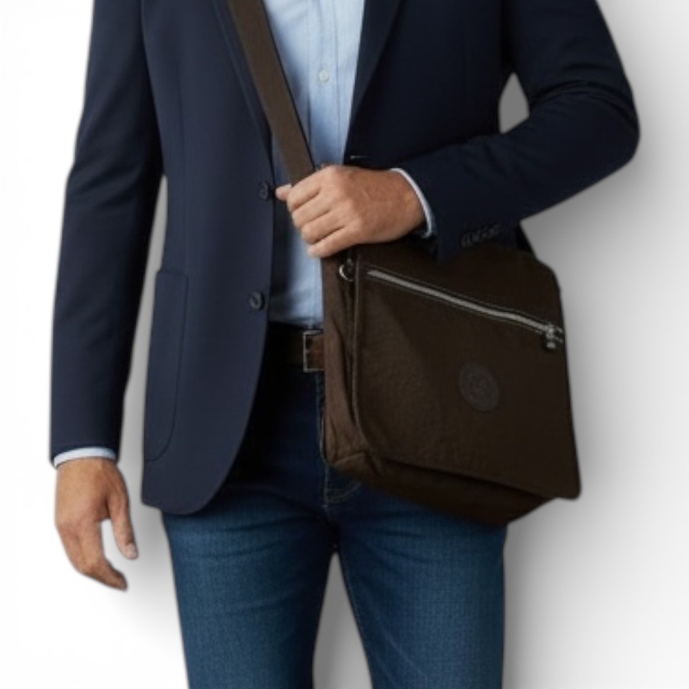 Kipling Messenger‎ Bag Nylon Charcoal Adjustable Strap Pockets Expandable
